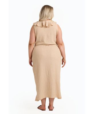 Women's Ruffle Wrap Sleeveless Midi Dress