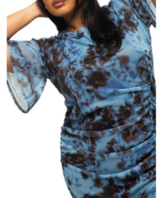 Women's Abstract Print Mesh Midi Dress