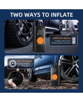 Tire Inflator Portable Air Compressor, Air Pump, Cordless Pump with Digital Pressure Gauge, LED Light and Auto Shut-Off Function