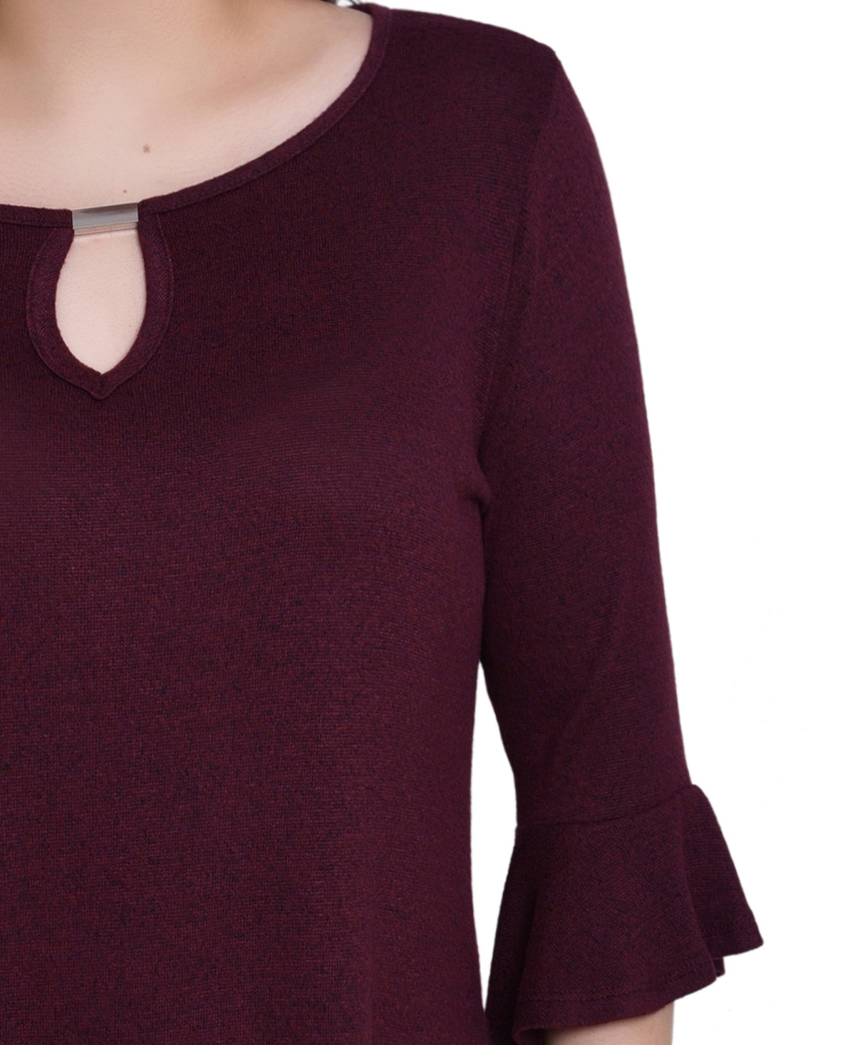 Ny Collection Petite Bell Sleeve Top In Red