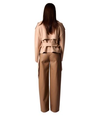 Women's Cropped Scuba Belted Trench Coat