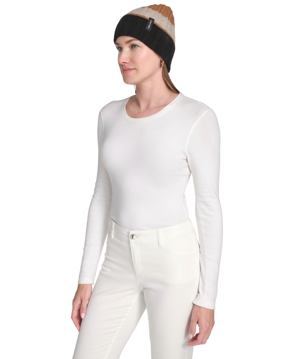 Calvin Klein Patchwork Knit Beanie In Multi