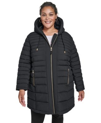 Plus Size Hooded Packable Puffer Coat