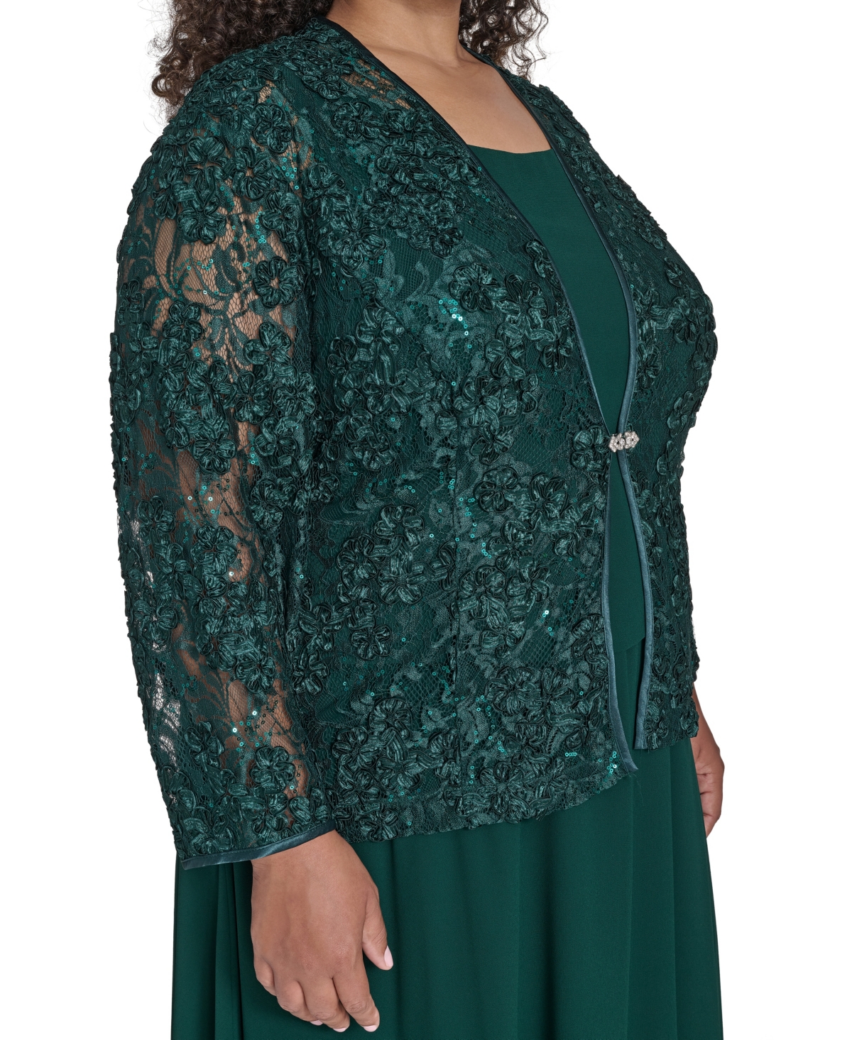 Jessica Howard Plus Size 2-pc. Lace Jacket & Dress Set In Green