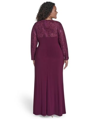 Plus Size Raglan Sleeve Combo Gown