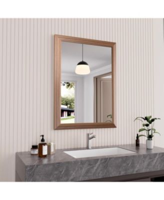 Bathroom Mirror, 32" x 24" Inch Thick Metal Framed Wall Mirrors for Over Sink, Bedroom, Living Room, Entryway, Rectangle Wall-Mounted Mirrors in Dark Brown(Horizontal/Vertical)
