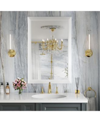 Bathroom Mirror, 36" x 24" Inch Thick Metal Framed Wall Mirrors for Over Sink, Bedroom, Living Room, Entryway, Rectangle Wall-Mounted Mirrors in White(Horizontal/Vertical