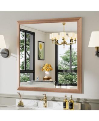 Bathroom Mirror, 36" x 36" Inch Thick Metal Framed Wall Mirrors for Over Sink, Bedroom, Living Room, Entryway, Rectangle Wall-Mounted Mirrors in Dark Brown(Horizontal/Vertical)