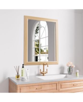 Bathroom Mirror, 20" x 16" Inch Thick Metal Framed Wall Mirrors for Over Sink, Bedroom, Living Room, Entryway, Rectangle Wall-Mounted Mirrors in Light/Pastel Yellow(Horizontal/Vertical)