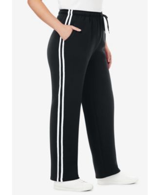 Plus Size Within Better-Fleece Side-Stripe Pull-On Sweatpants