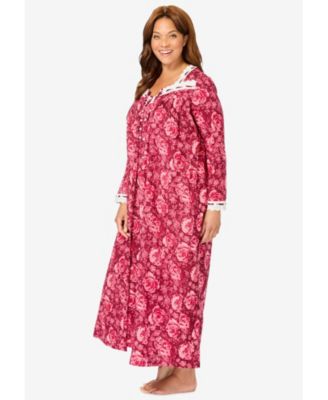 Women's Only Necessities Long 2-Piece Cabbage-Rose Peignoir Set