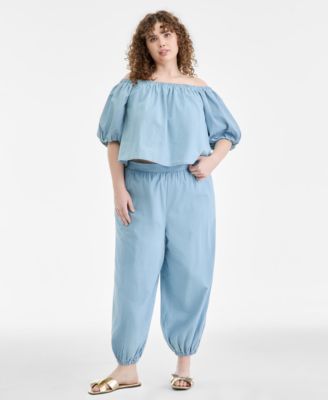 Plus Size High Rise Elastic Waist Pants, Macy's Exclusive