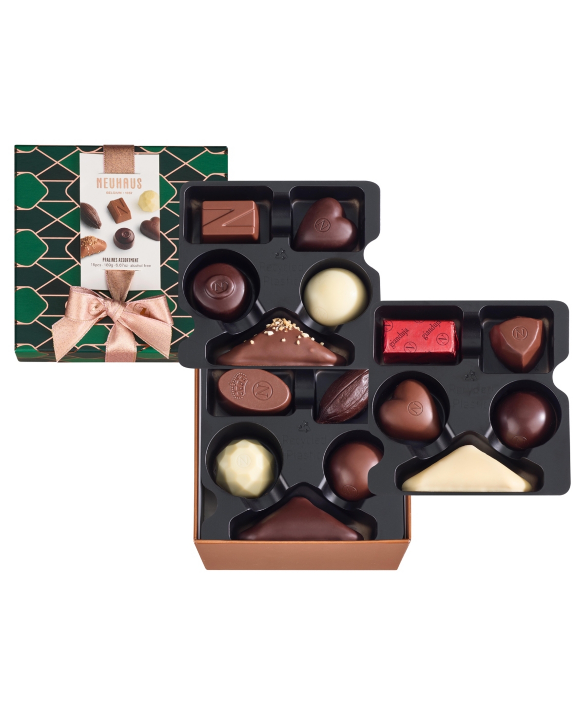 Neuhaus Holiday Assorted Chocolate Square Giftbox, 15 Pieces In Green