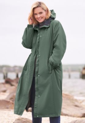 Plus Size Long Hooded Taslon Jacket