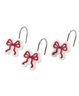 Christmas Bows Shower Curtain and 12-Pc. Shower Curtain Hooks Set