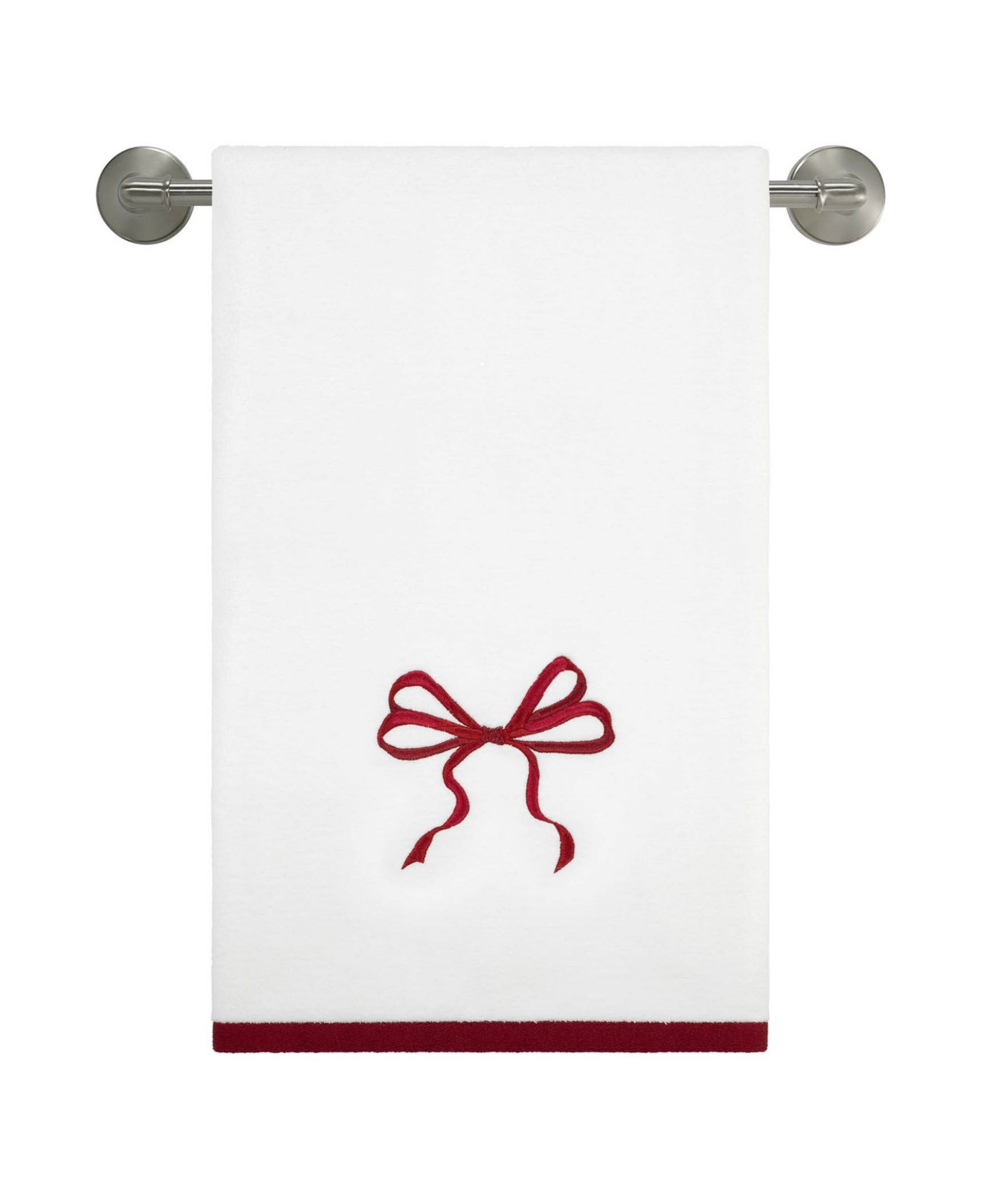 Avanti Christmas Bows Cotton Bath Towel Set, 52" X 27" In White