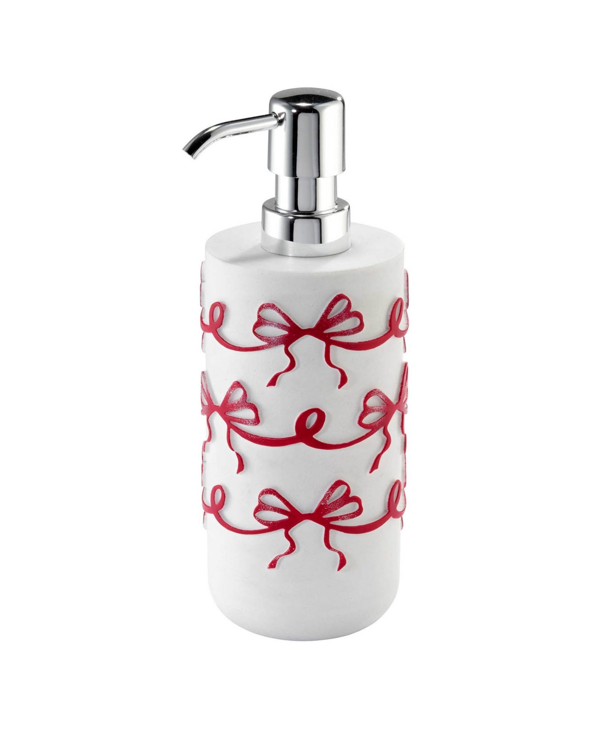Avanti Christmas Bows Resin Lotion Pump And 2-pc. Cotton Fingertip Towel Set In White