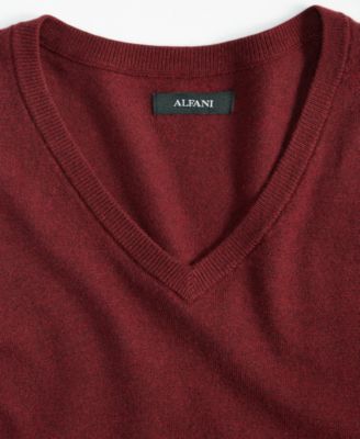 Men's Solid V-Neck Cotton Sweater, Created for Macy's