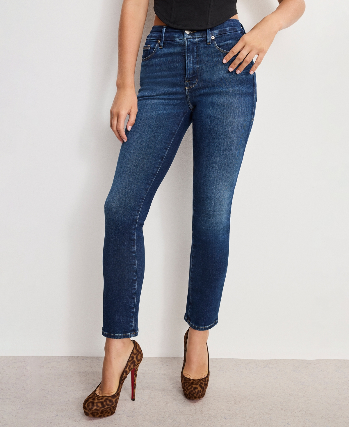 Good American Women's Dolly Joleans Straight Leg Jeans, Regular And Plus Size In Blue