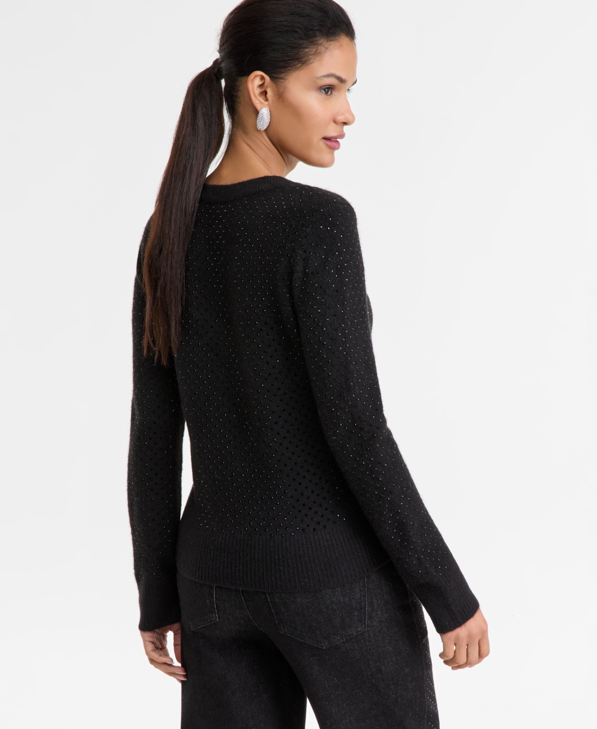 I.n.c. International Concepts Women's Rhinestone Embellished Sweater, Macy's Exclusive