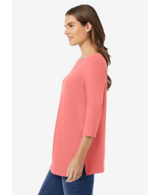 Plus Size Perfect Three-Quarter Sleeve Boatneck Tee