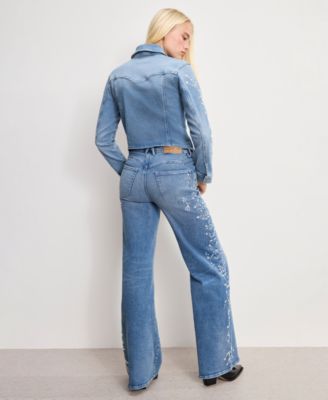 Women's Dolly Joleans Crystal Wide Leg Jeans, Regular & Plus Size