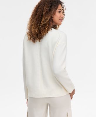 Women's Ribbed-Trim Crewneck Pullover Sweater