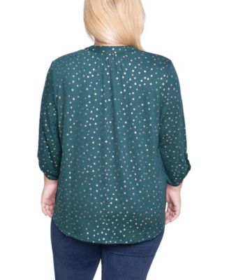 Plus Size Long Roll Tab Sleeve Tunic Top