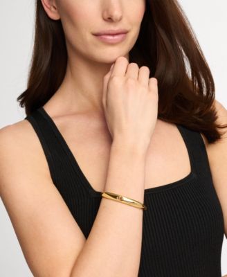 Gold-Tone Oval Stone Bangle Bracelet