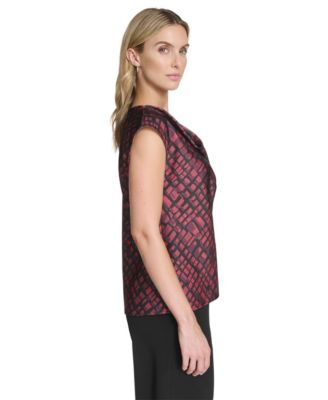 Women's Short Sleeve Cowl Neck Pull-On Blouse