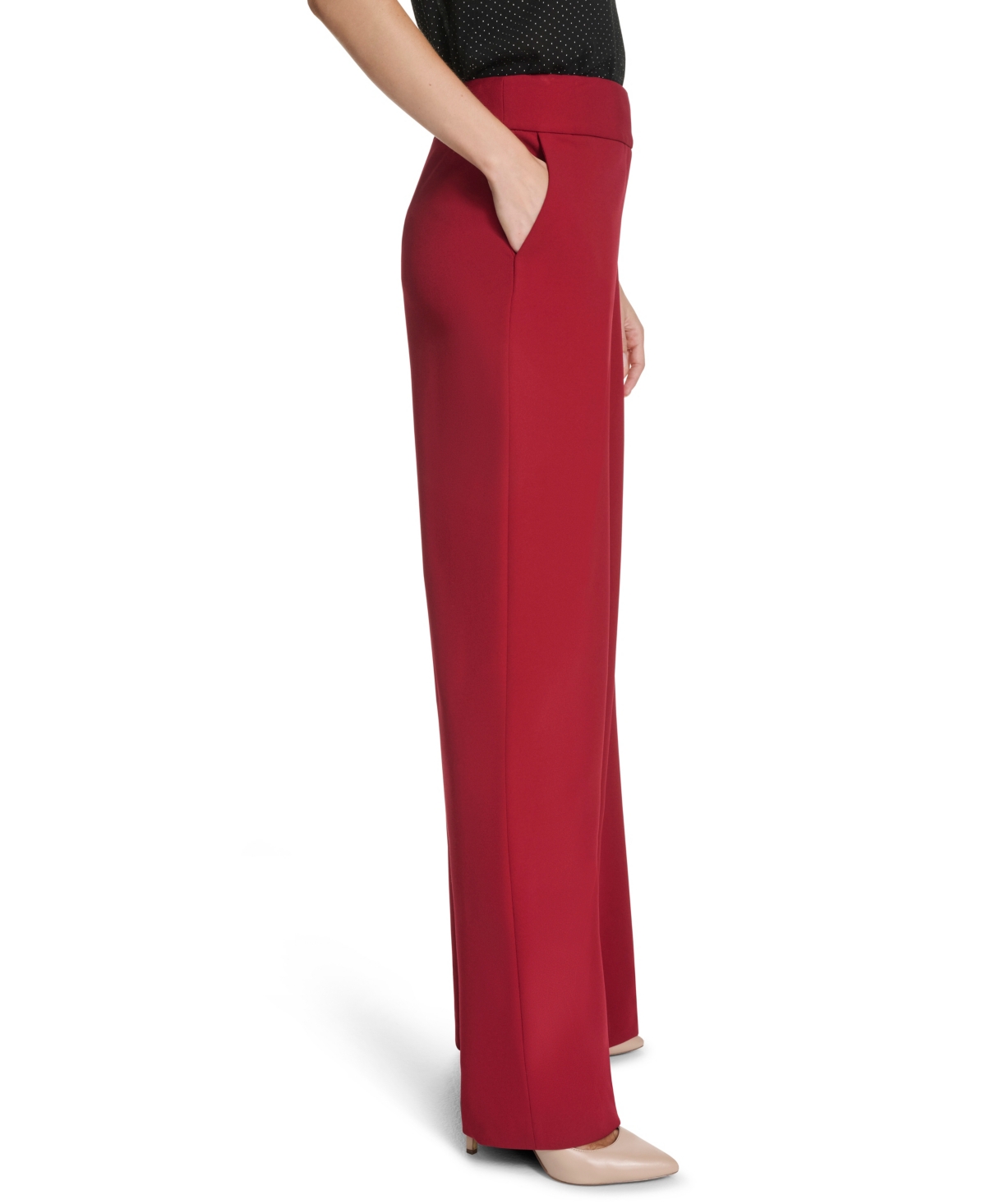 Calvin Klein Women's Mid-rise Wide-leg Pants In Red