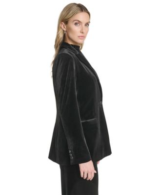 Women's One-Button Velvet Jacket