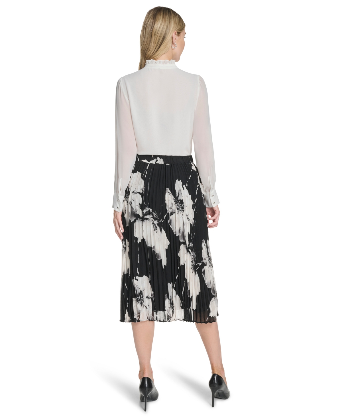 Calvin Klein Women's Pleated Printed Midi Skirt In Multi