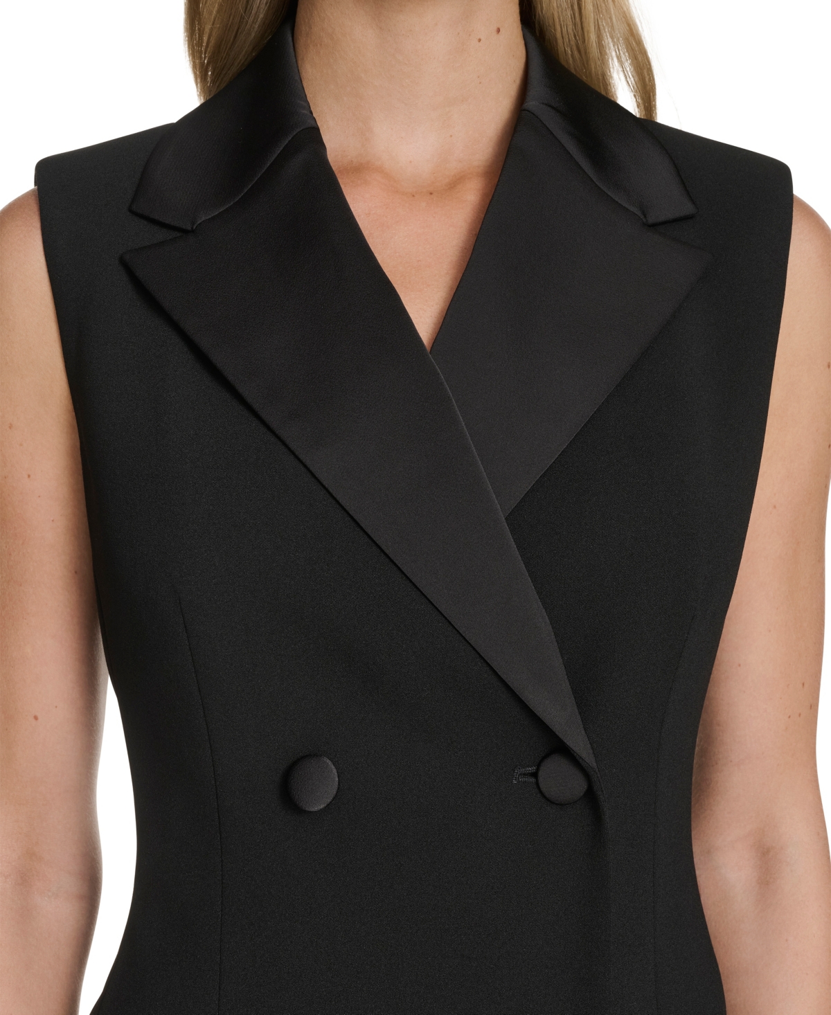 Calvin Klein Women's Sleeveless Blazer Short Sheath Jacket In Black
