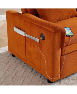 55" Velvet Loveseat Sofa Bed with USB Ports, Adjustable Backrest & Pull-Out Sleeper with Storage Pockets & Pillows