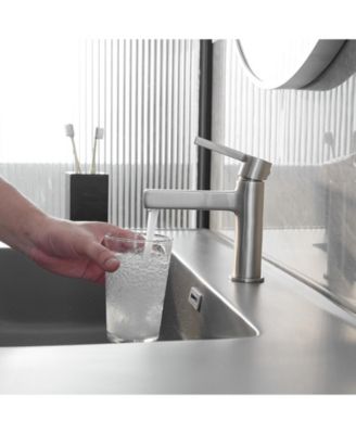 Single Handle Single Hole Modern Bathroom Faucet Bathroom Drip-Free Vanity Sink Faucet in Brushed Nickel