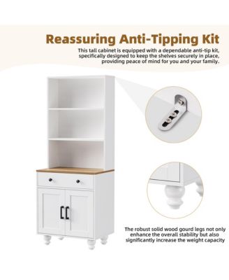 Farmhouse Storage Cabinet with Adjustable Shelves and Drawer for Kitchen or Living Room