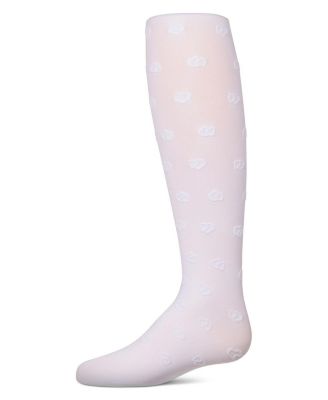 Girls Opaque "Overlapped Heart" Flocked Tights