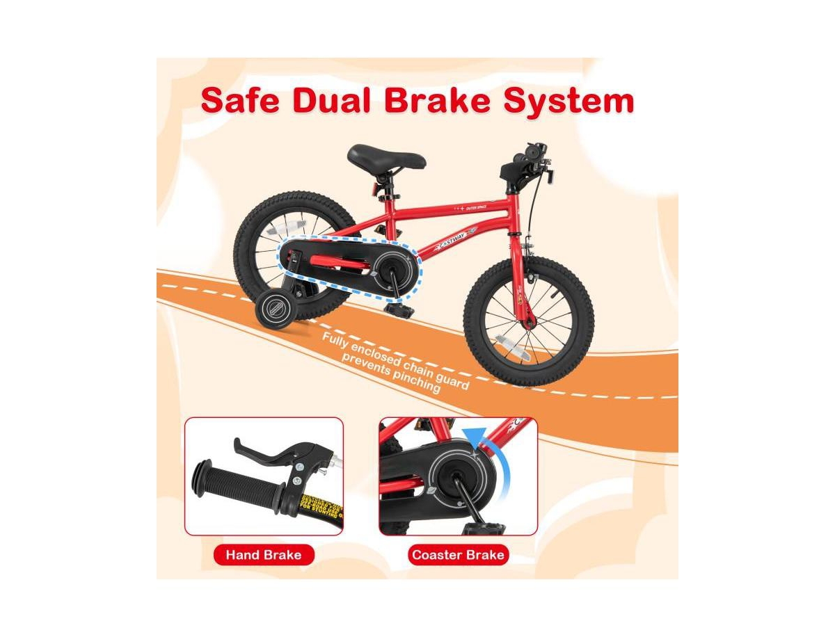 14-Inch Kids Bike with Handbrake, Coaster Brake & Bell