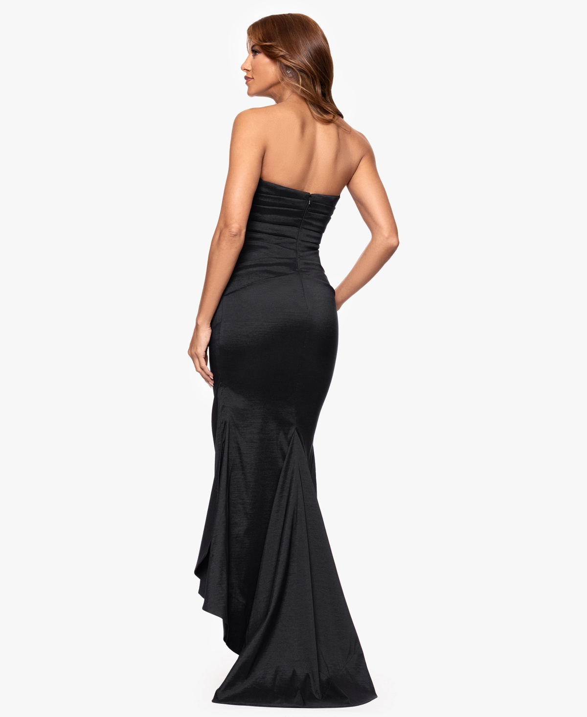 Xscape Women's Ruched Long Strapless Dress In Black