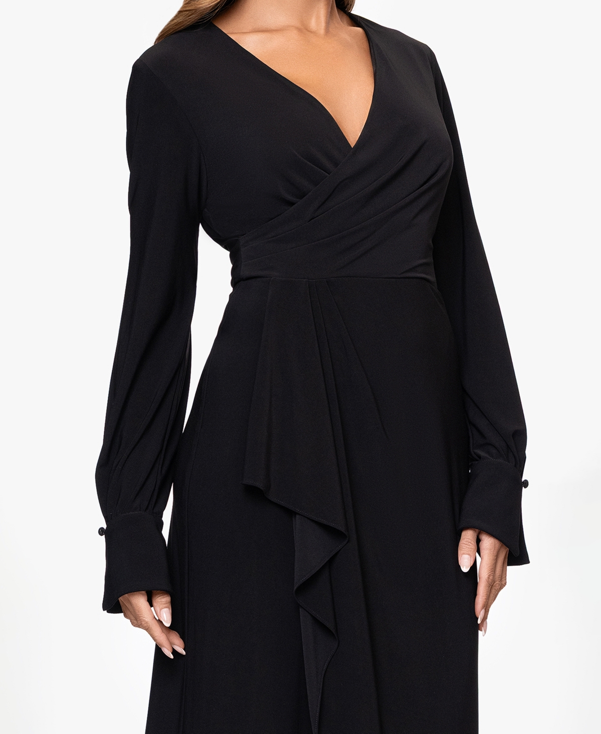 Xscape Women's V-Neck Long Sleeve Dress