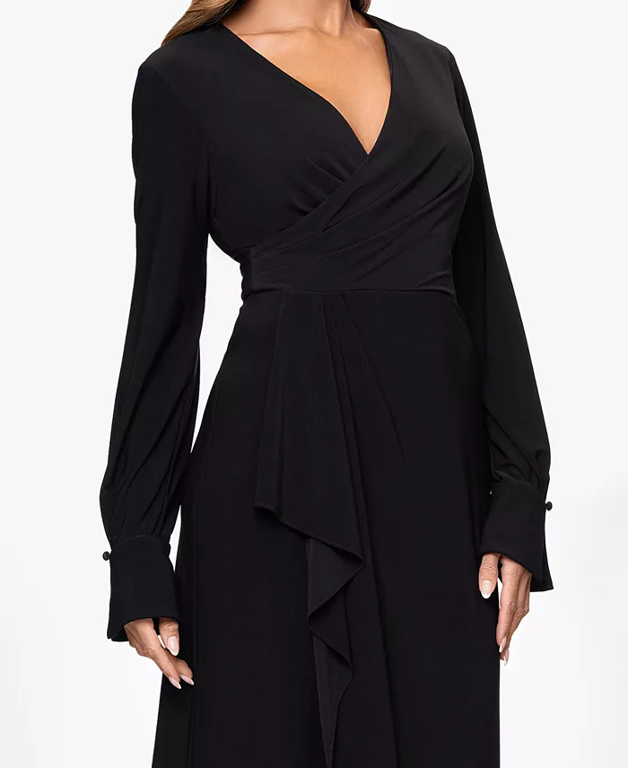 Women's V-Neck Long Sleeve Dress - thumbnail 3