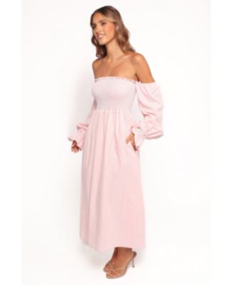 Women's Domenica Shirred Long Sleeve Midi Dress - Pink