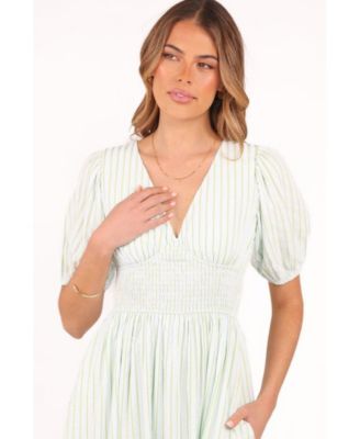 Women's Ronnie Short Sleeve Midi Dress - Green Blue Stripe