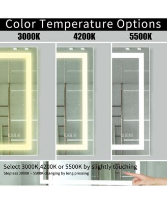 40 x 32 inch LED Lighted Bathroom Mirror, Wall Mounted Dimmable Makeup Vanity Mirror, Tempered Glass Anti-Fog Mirror, 3-Color Adjustable Warm/Natural/White Light, Horizonal & Vertical, ETL Listed