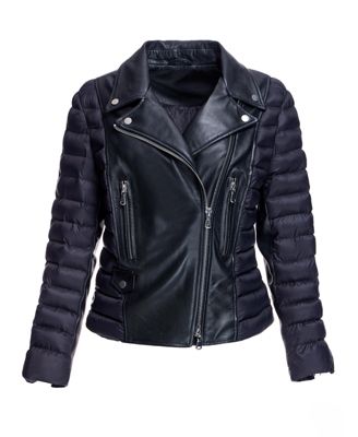 Women's Leather Puffer Jacket