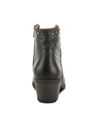 Wildwest Leather Western Bootie with Studded Detail and Inside Zipper