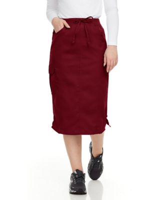 Women's Professional Stretch Five Pocket 'Debra' Scrub Skirt Scrubs, Wine, Large