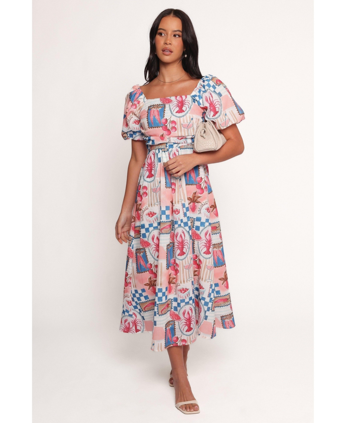 Petal and Pup Women's Clo Puff Sleeve Midi Dress - Pink Blue