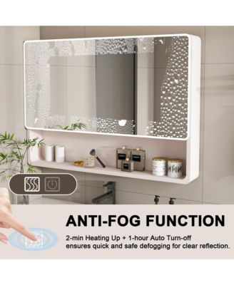 LED Bathroom Cabinet with Aluminium Frame, Mirror, Defogger, and Storage